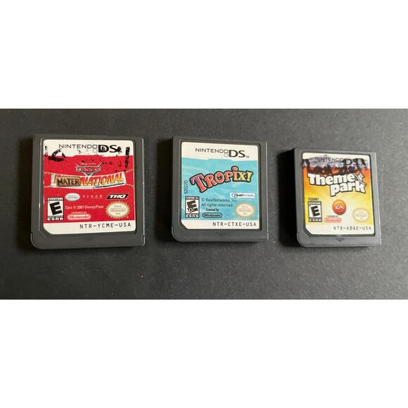 3 Nintendo DS Video Games - Cars Matar National Championship, Tropix, Theme Park - Picture 1 of 8